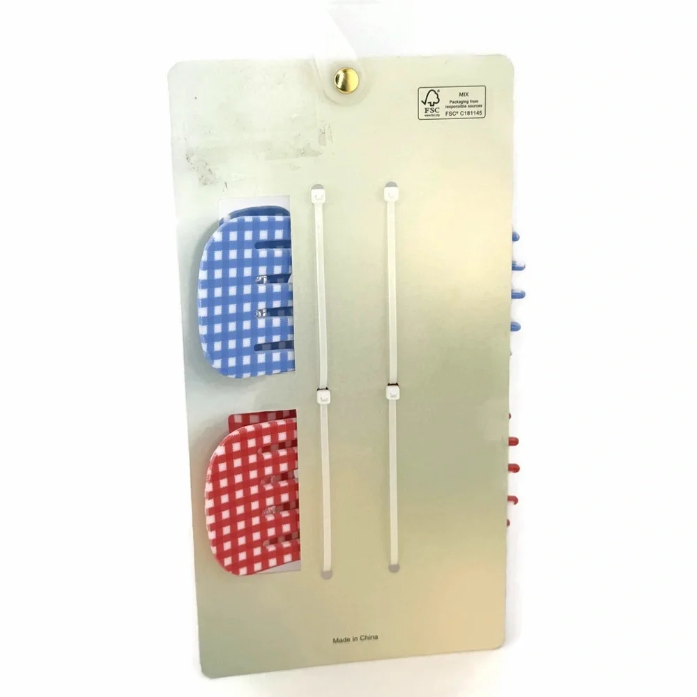 Piper K Americana Checkered Flat Lay Hair Claw Clips Set of 2 Red White Blue